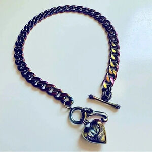 Rare Vintage Y2K Juicy Couture Iridescent/Oil Spill Charm Starter Necklace